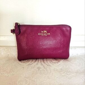 Coach Purple/Wine-Colored Corner Zip Pouch - EUC!